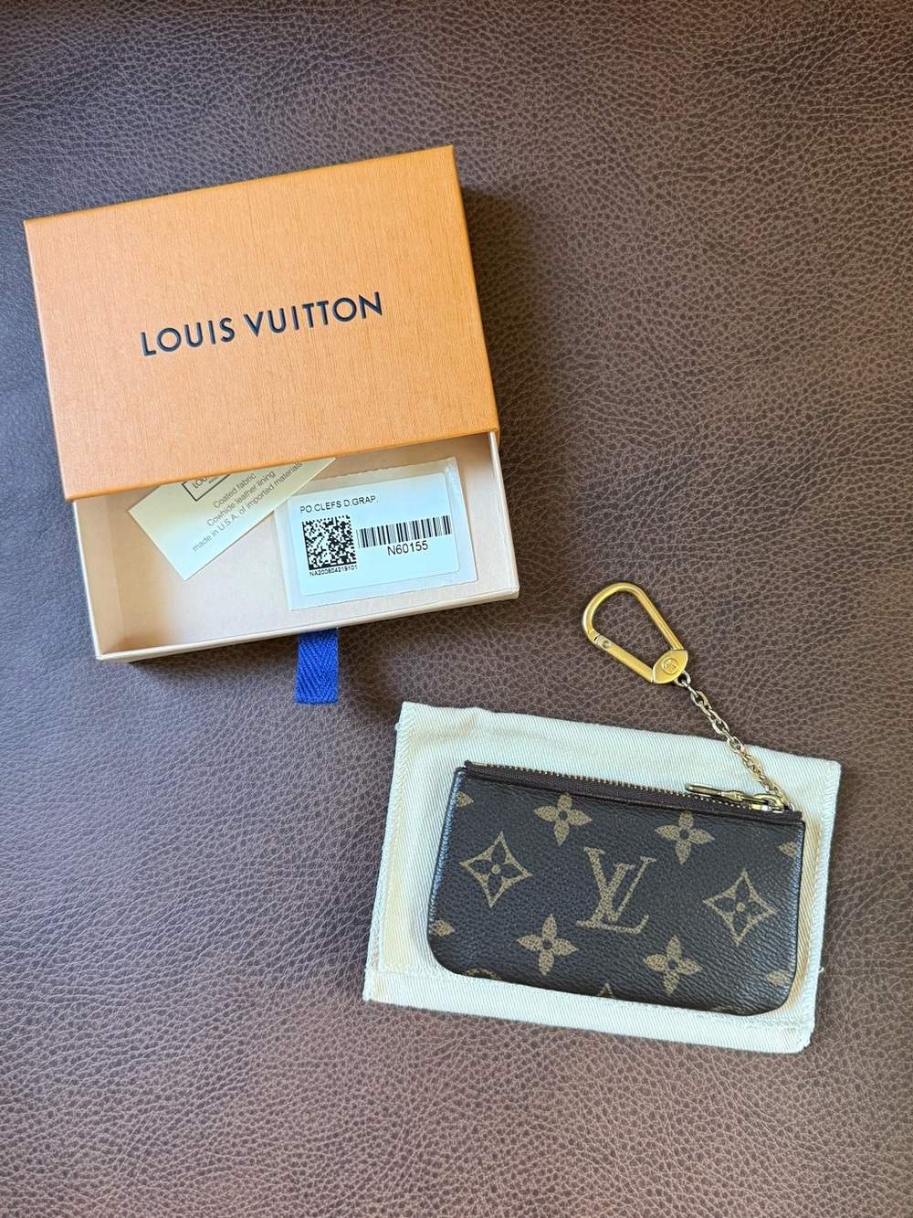 Louis Vuitton Monogram Key Pouch with Gold Chain